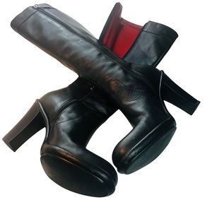 Tommy Hilfiger Vintage Knee High Leather Boots: Rounded Toe - Size 8M